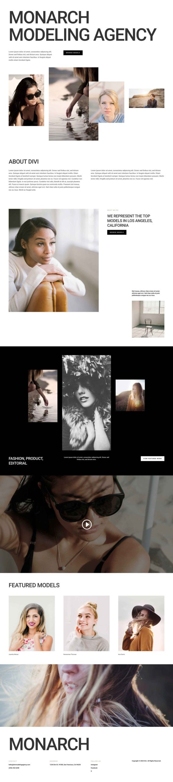 Model agency website with Divi 