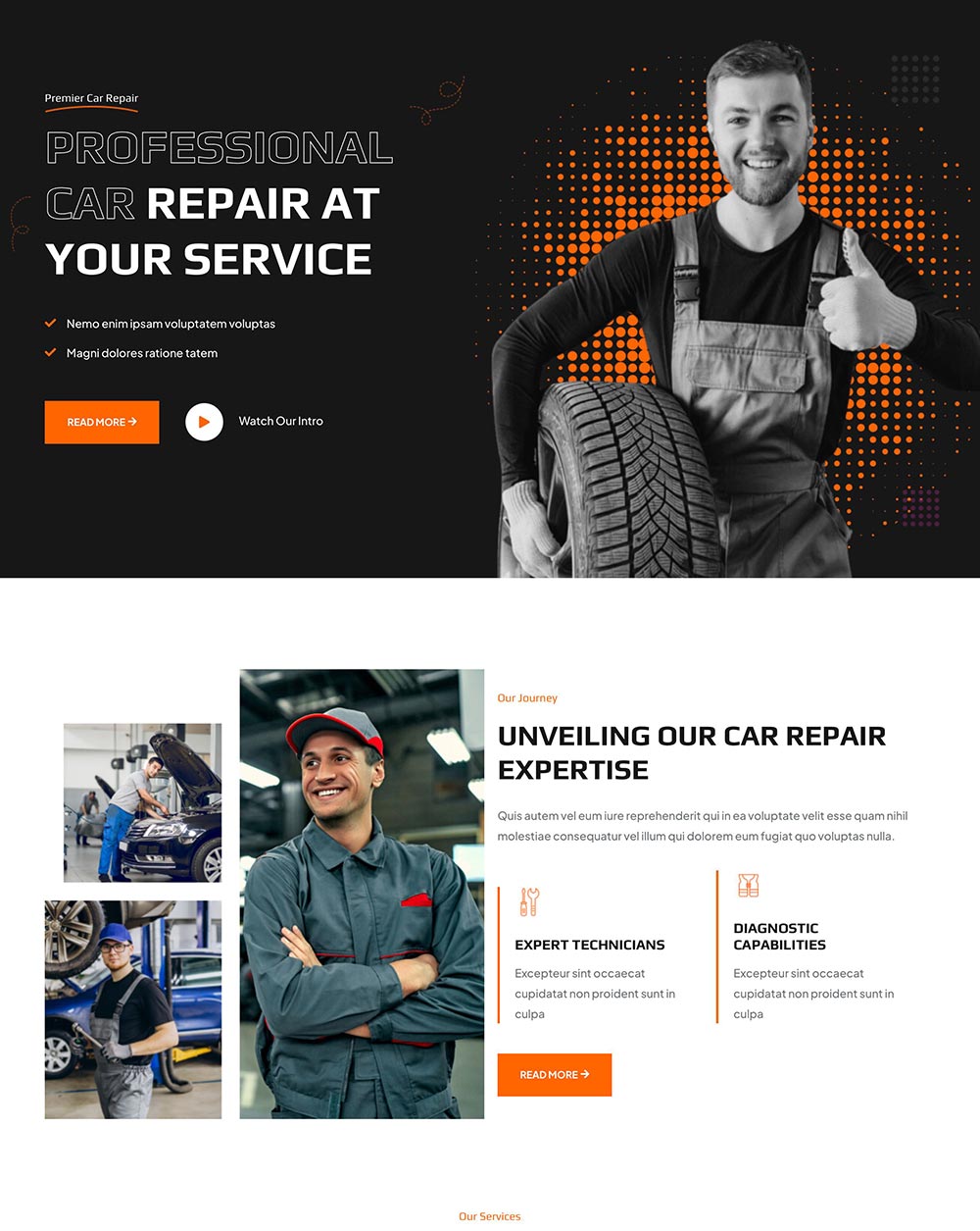 Car repair shop website